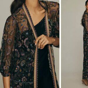 NWOT -- O/S -- Anthropologie Bl-nk Black Embroidered Kimono